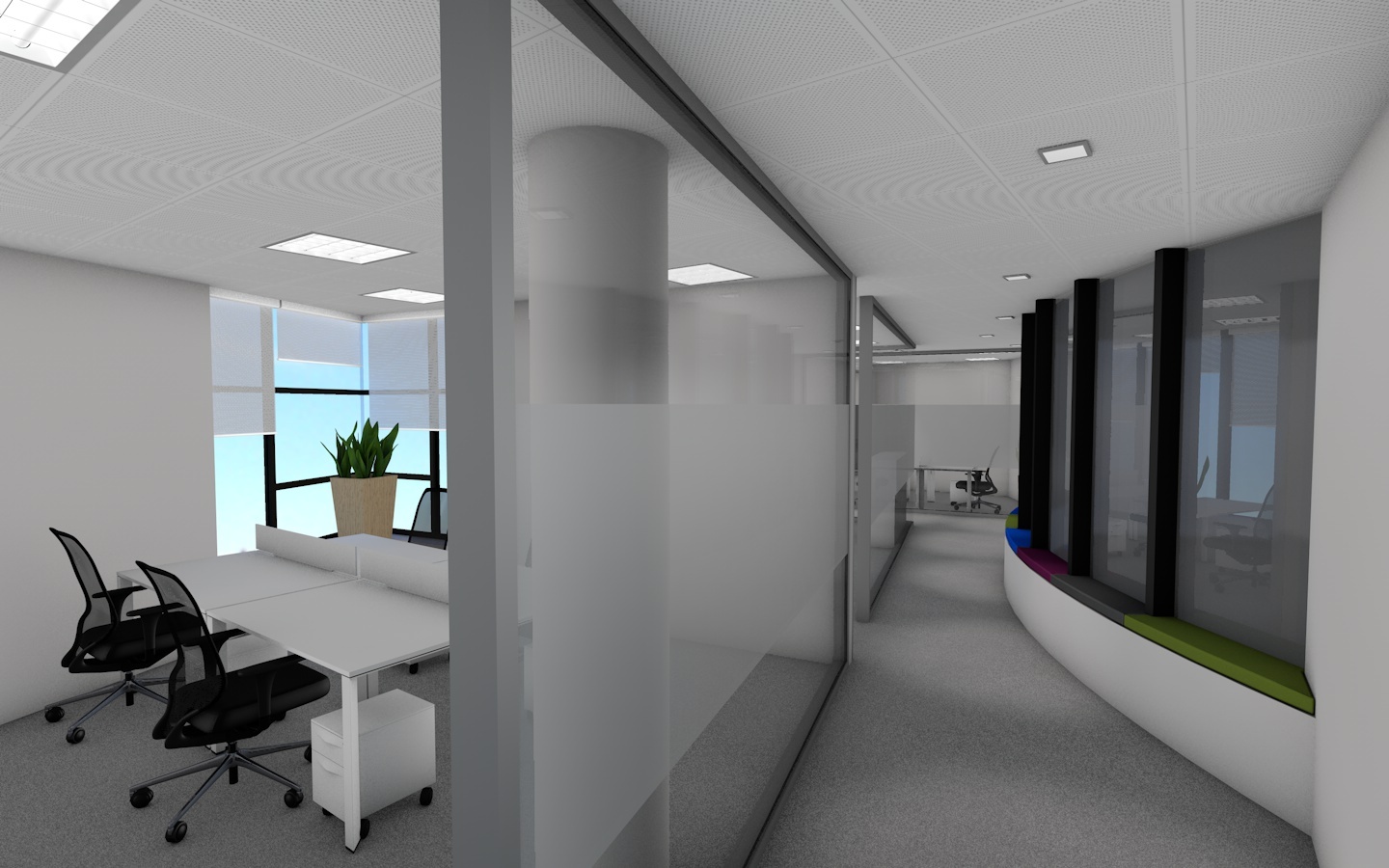 Visualização 3D de decoração de escritórios - IDEIA Hub